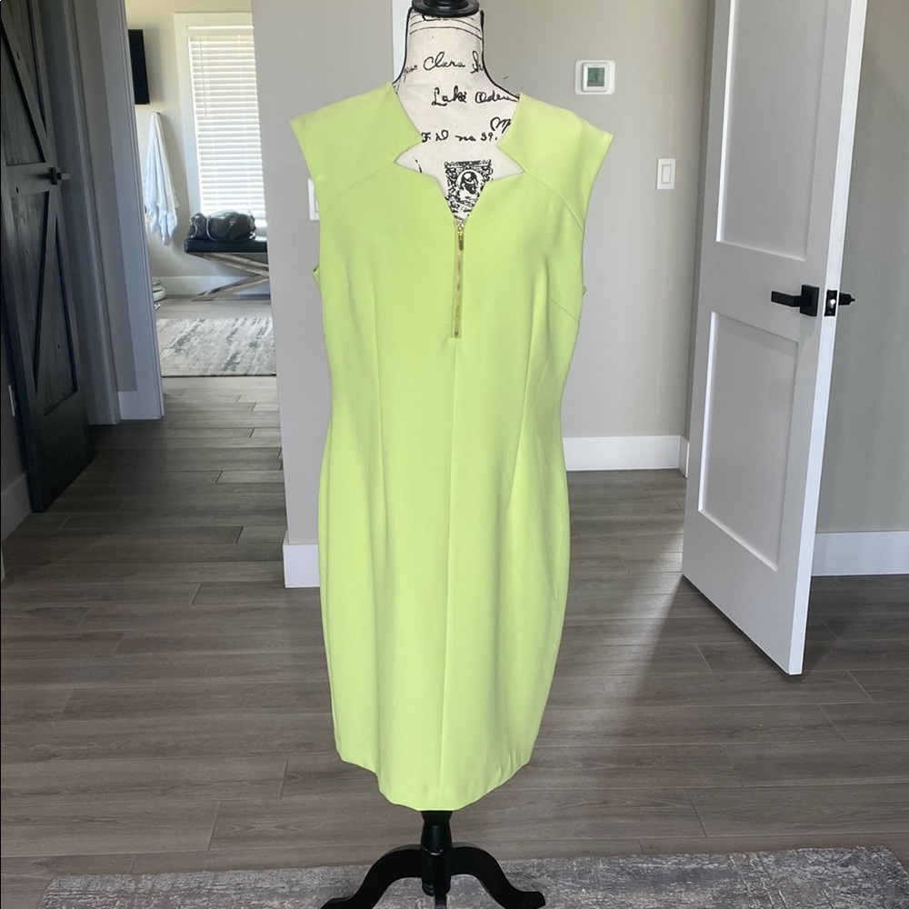 Alex Marie Elegant Lime Green Sleeveless Dress